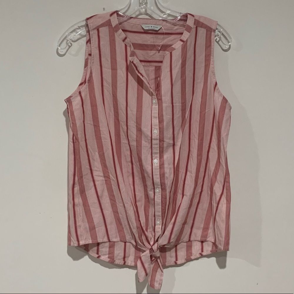 Lucky Brand Pink Striped Sleeveless Top – Women’s Size S/P – New Without Tag